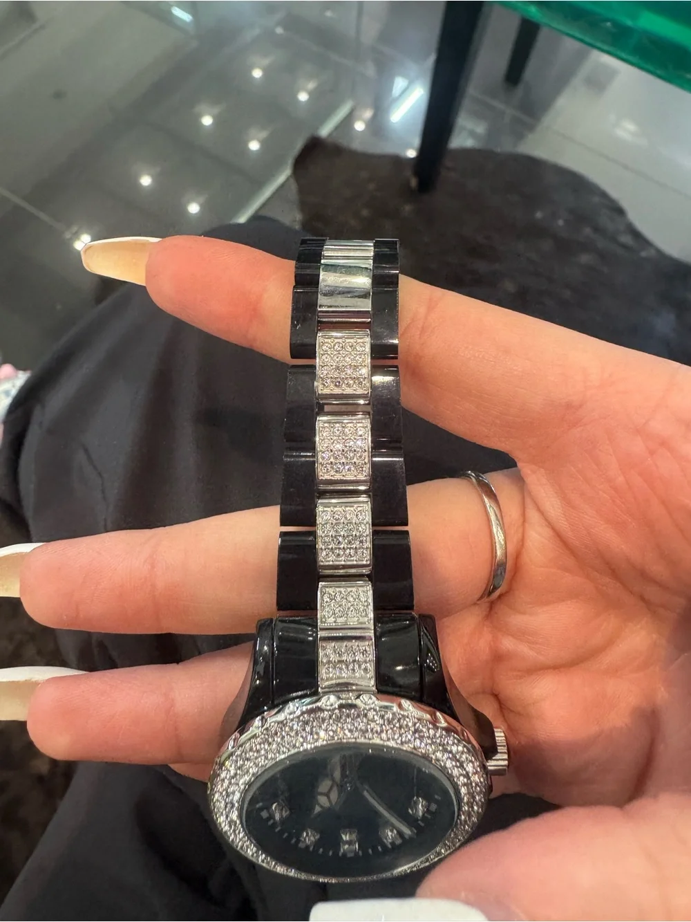 New ToyWatch Black Plasteramic Watch with Crystal Bezel & Markers